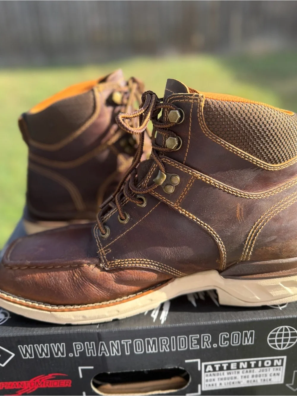 Phantom Rider DH5375 Men’s Brown Leather Work Boots Size 10D